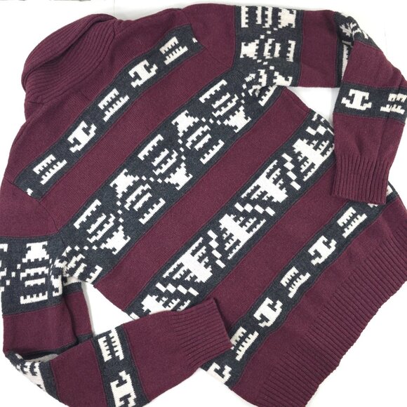 AMERICAN EAGLE Sweater Men's SIZE MEDIUM Aztec Multicolor Knitted Shawl Collar.. - Picture 3 of 16